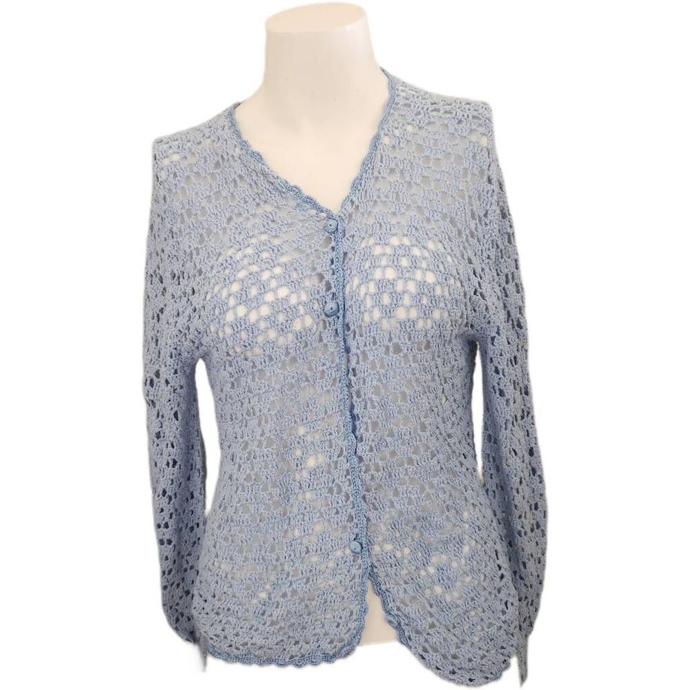 Salon Studios by Haband women's crochet baby light blue cardigan Small